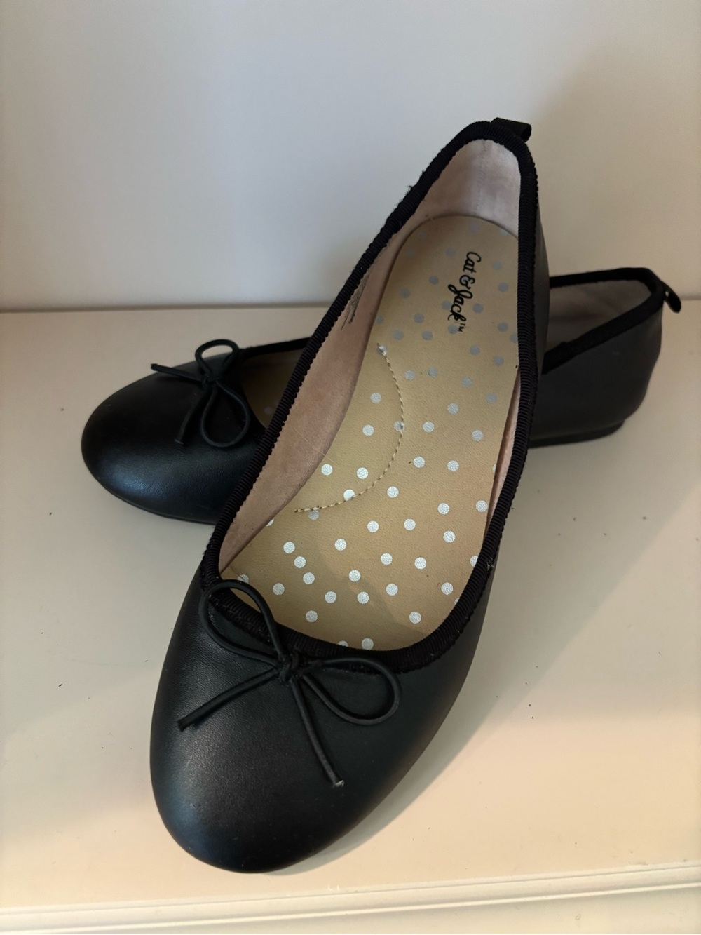 Cat & Jack Black Girls Ballet Flats with Bow